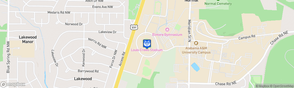 Static Map of Louis Crews Stadium