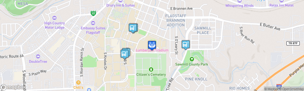 Static Map of Max Spilsbury Field at Lumberjack Stadium