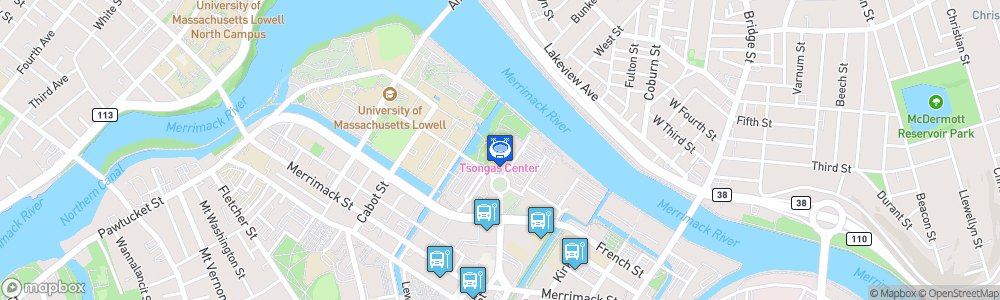 Static Map of Paul E. Tsongas Center at UMass Lowell