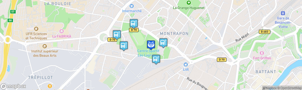 Static Map of Stade Léo-Lagrange, Besançon