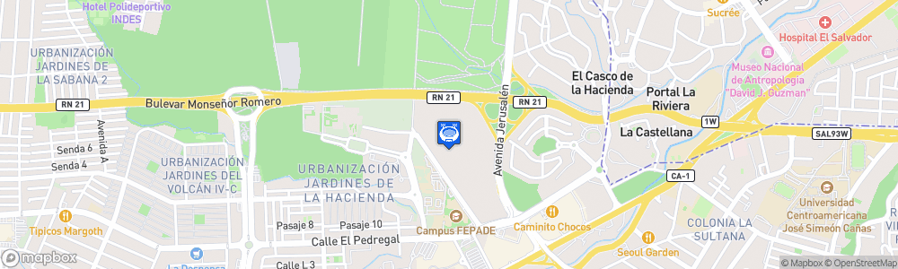 Static Map of Nuevo Estadio Nacional de el Salvador