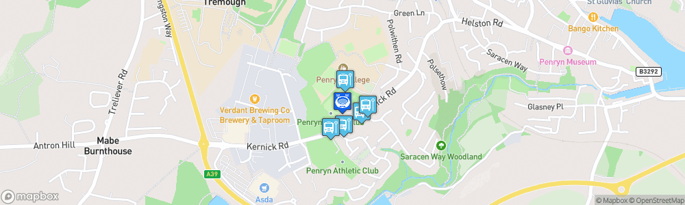 Static Map of The Memorial Ground Penryn