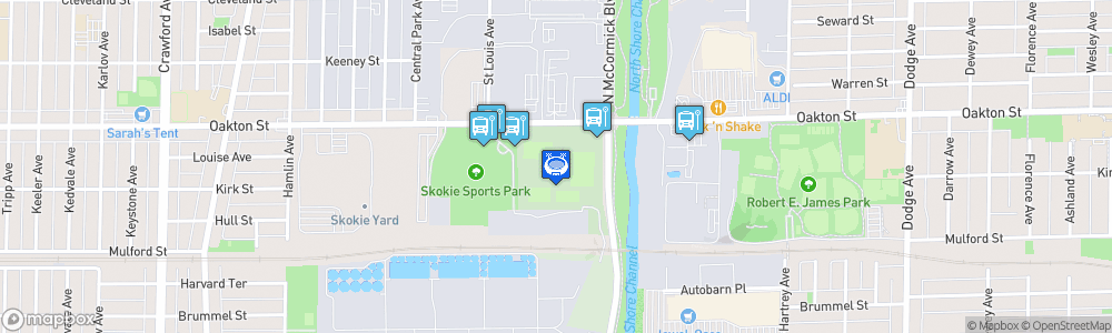 Static Map of Skokie Soccer and Cricket Fields