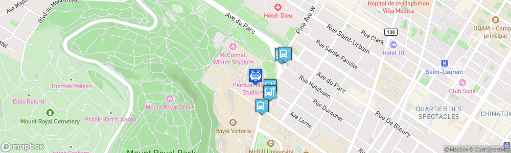 Static Map of Stade Mémorial Percival-Molson