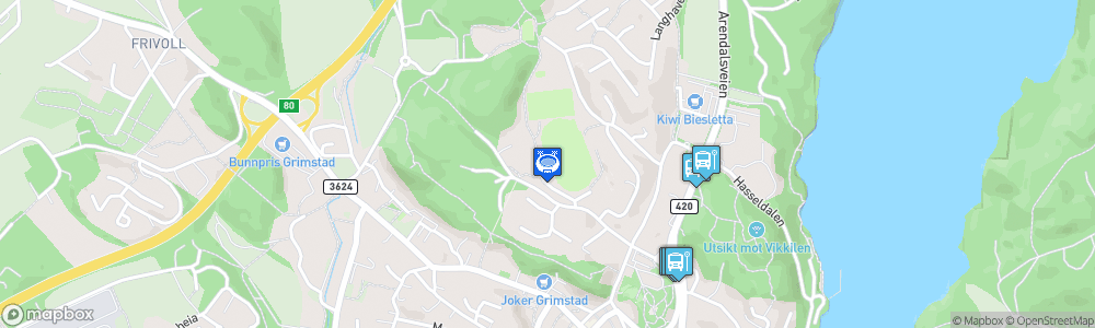 Static Map of J.J. Ugland Stadion – Levermyr