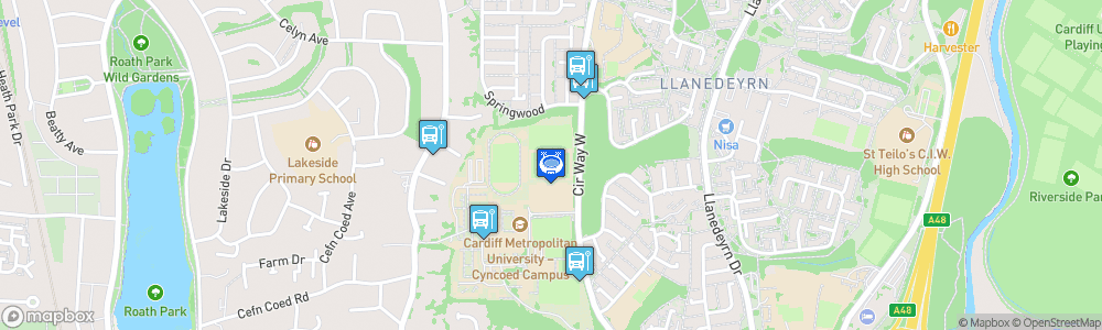 Static Map of Cyncoed Campus Stadium