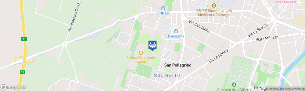 Static Map of Stadio Quadrifoglio - Aldo Notari