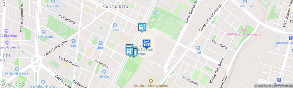 Static Map of Stadio Olimpico Grande Torino