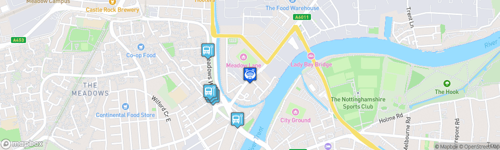 Static Map of Meadow Lane Stadium