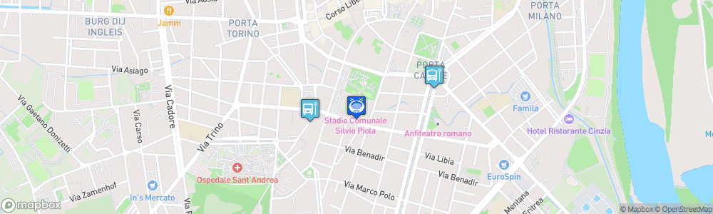 Static Map of Stadio Silvio Piola, Verceil