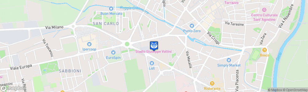 Static Map of Stadio Giuseppe Voltini