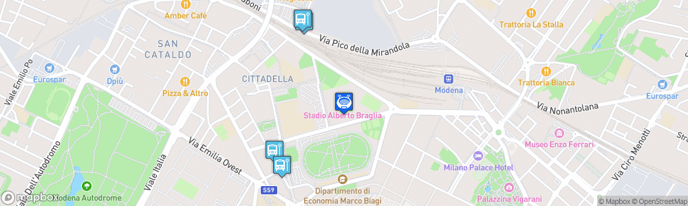 Static Map of Stadio Alberto Braglia
