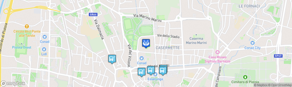 Static Map of Stadio Marcello Melani