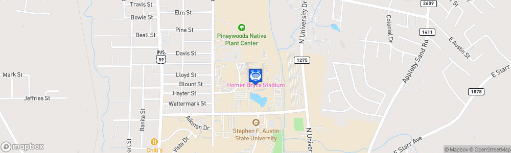 Static Map of Homer Bryce Stadium