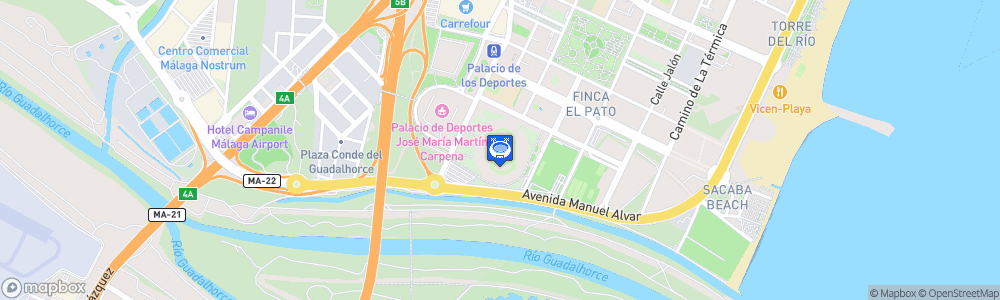 Static Map of Estadio de Atletismo Ciudad de Málaga