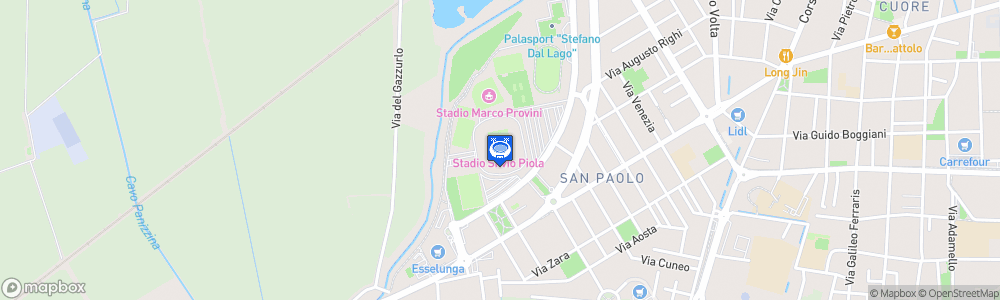 Static Map of Stadio Silvio Piola, Novara