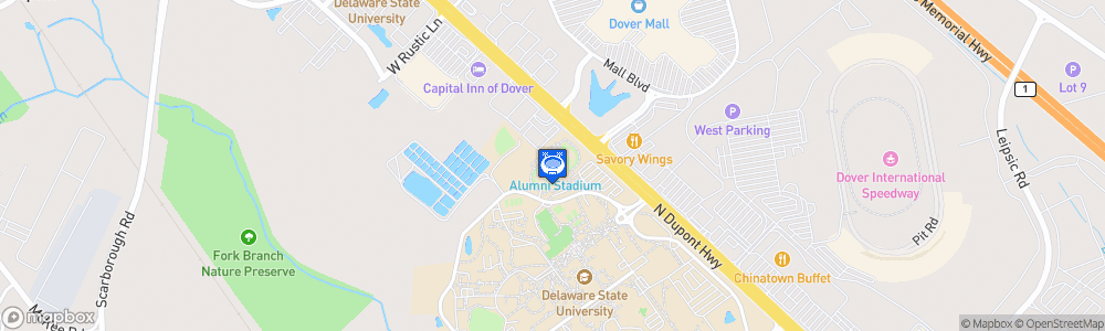 Static Map of Alumni Stadium, Delaware State