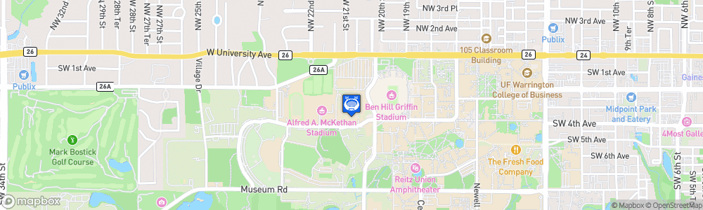 Static Map of Exactech Arena at the Stephen C. O'Connell Center