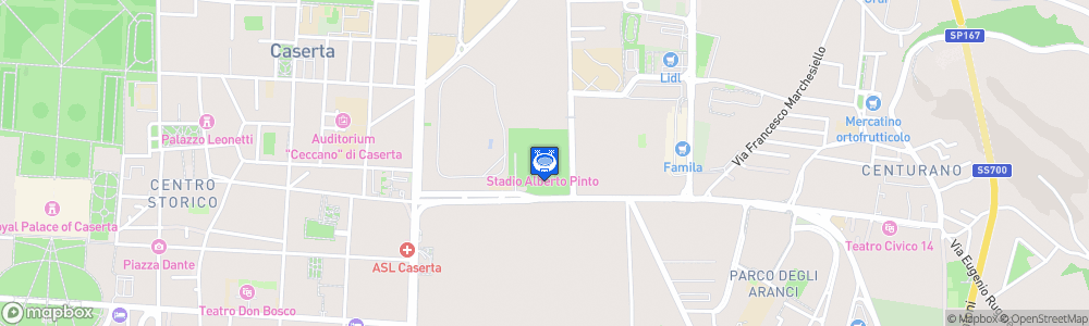 Static Map of Stadio Comunale Alberto Pinto