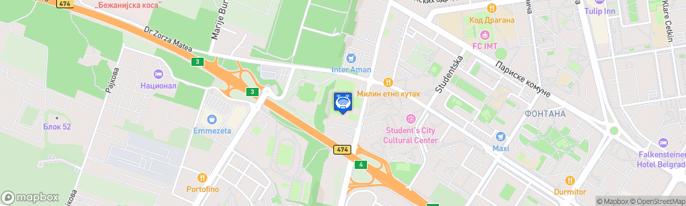 Static Map of Stadion FK Radnički Novi Beograd