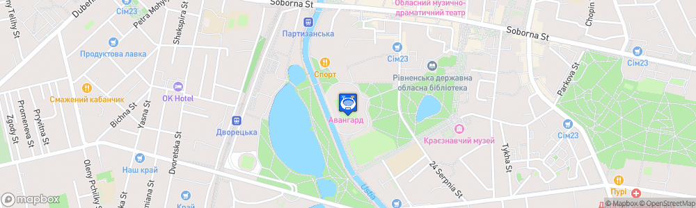 Static Map of Avanhard Stadium, Rivne