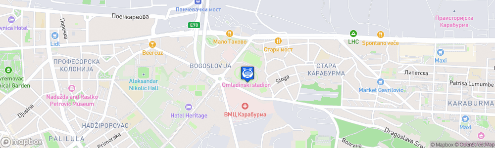 Static Map of Omladinski stadion