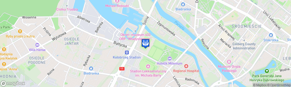 Static Map of Stadion im. Sebastiana Karpiniuka w Kołobrzegu