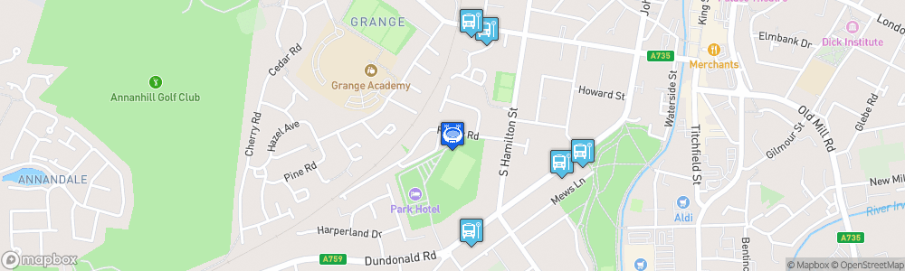 Static Map of Kilmarnock Rugby Park