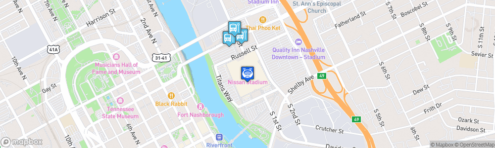 Static Map of Nissan Stadium, Nashville