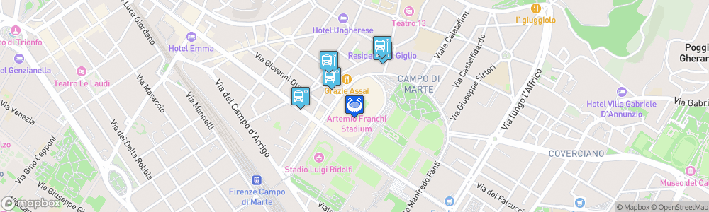 Static Map of Stadio Artemio Franchi - Florence