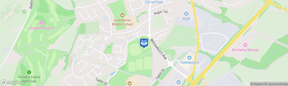 Static Map of St James' Park - Alnwick