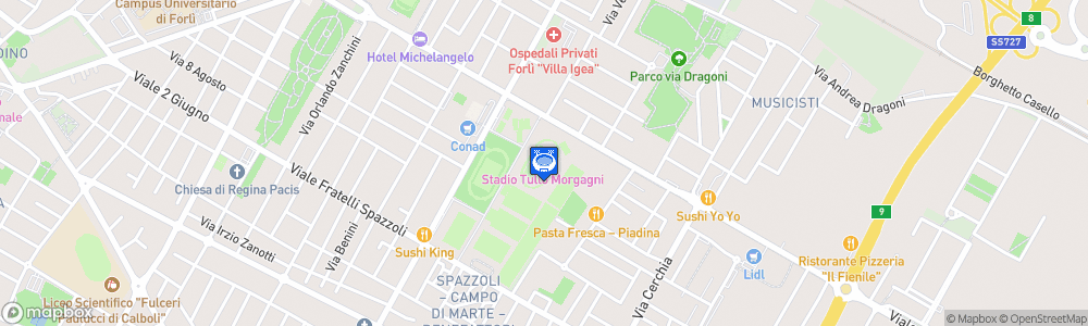Static Map of Stadio Tullo Morgagni
