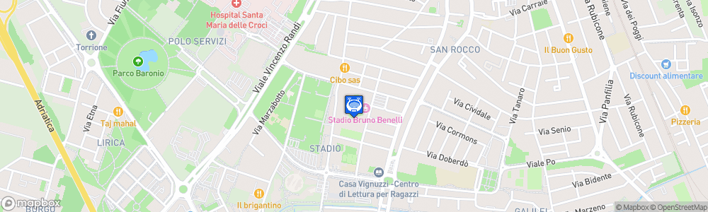 Static Map of Stadio Comunale Bruno Benelli