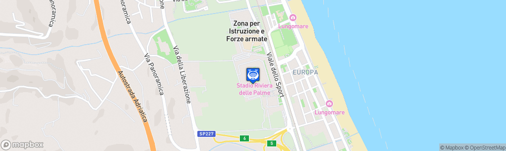 Static Map of Stadio Riviera delle Palme