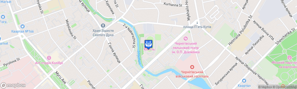 Static Map of Yunist Stadium - Chernihiv