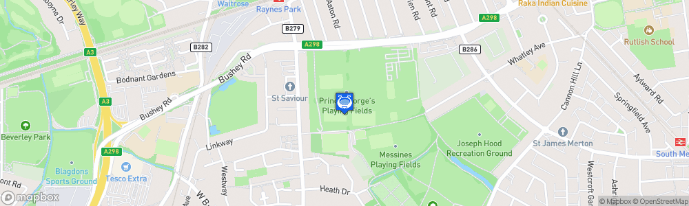 Static Map of Prince George's Playing Fields