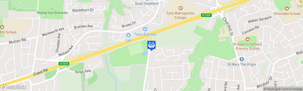 Static Map of St Peters Sports Hub Northumberland FA