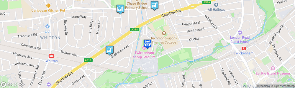 Static Map of Twickenham Stoop Stadium