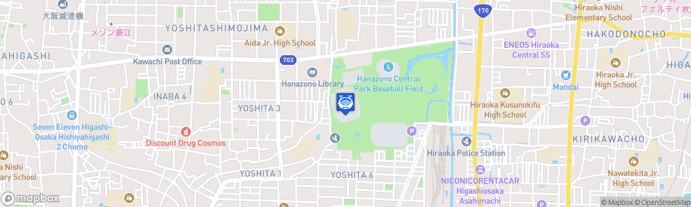 Static Map of Higashiosaka Hanazono Rugby Stadium